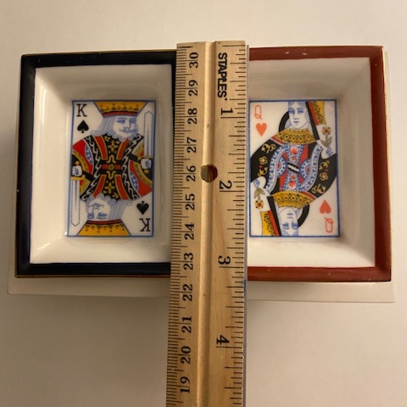 Asianera Hand Painted Bone China King of Spades and Queen of Hearts Tray - Picture 6 of 6